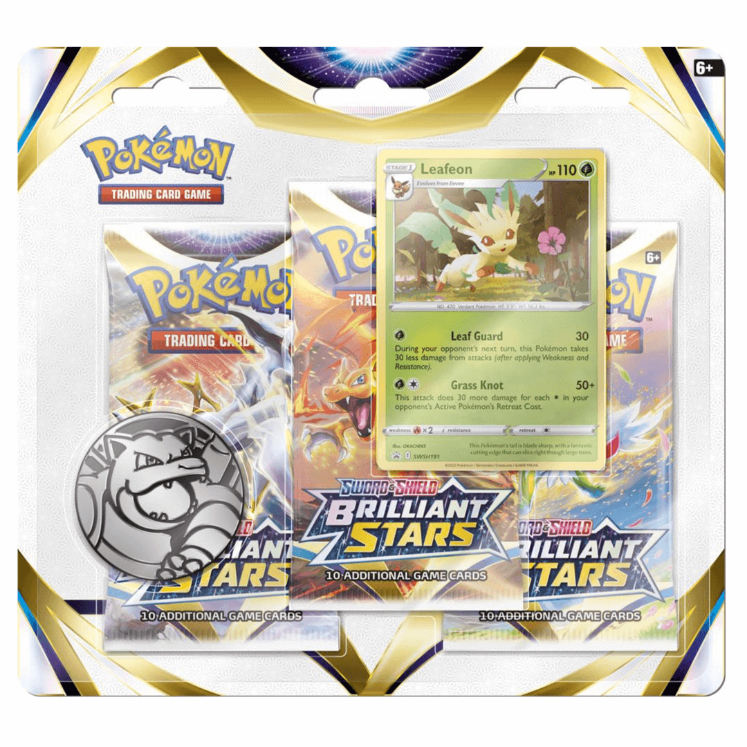Sword and Shield Brilliant Stars - 3 booster blister - Leafeon EN